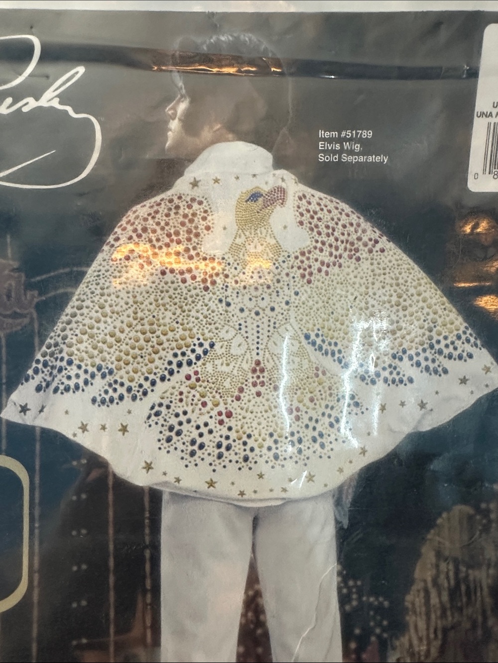 NWT Elvis Presley Men's White and Gold Eagle Cape Costume OS *cape only* - Picture 2 of 9